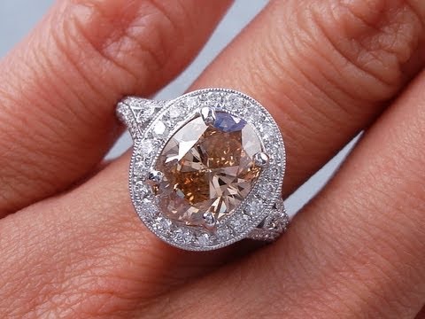 3.39 ctw Oval Cut Natural Chocolate SI2 Diamond Engagement Ring - BigDiamondsUSA