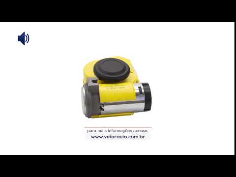 OUÇA O SOM DA BUZINA VT045 - BUZINA 2 CORNETAS COMPACTADAS 12V (VOX 2P) MODELO NOVO VETOR