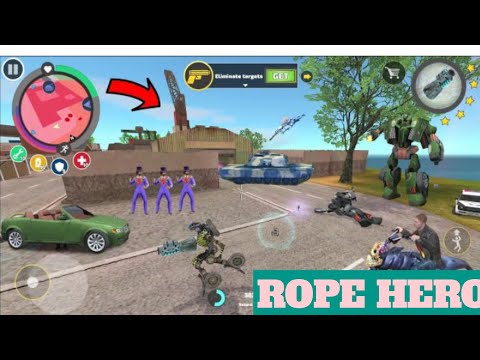 Rope Hero Vice Town (Transformer RobotBike Fight in Army Base) Robot Bike inLighthouse Cave - HD