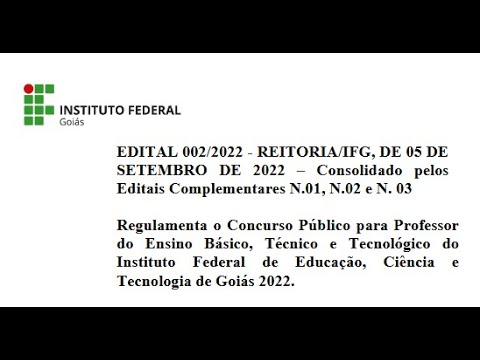 Sorteio de Pontos da Prova Dissertativa do Concurso do IFG - Professor - 2022