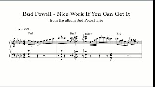 Bud Powell - Nice Work If You Can Get It (Bud Powell Trio, 1949) - Piano Transcription