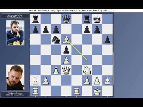 GM Grzegorz Nasuta vs GM Tomas Laurusas | German Bundesliga 2024-2025 | Round 10