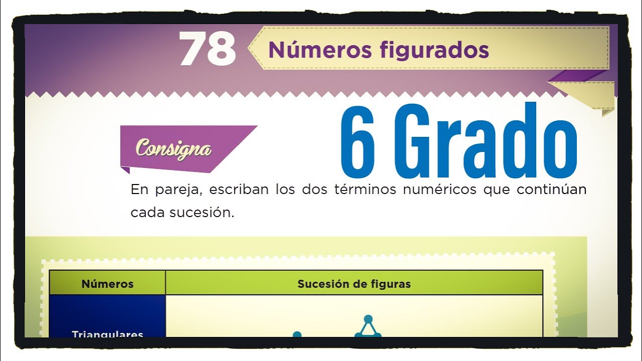 Desafío 78 sexto grado Números figurados página 144 del libro de matemáticas de 6 grado de primaria