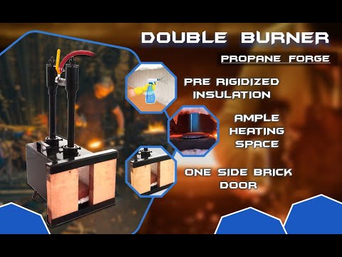 Blacksmithing Forge Double Burner with One Side Brick Door, 2600F Rated, Propane Gas Forge