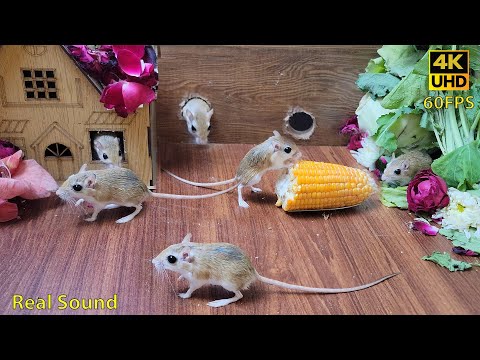 Cat TV for cats to watch | 8 hour mouse jerry hole fun hide & Seek with real sound  4K UHD
