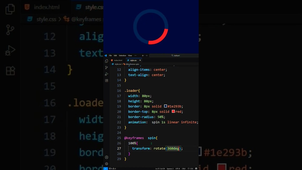 CSS Loader Animation | #shorts #loader