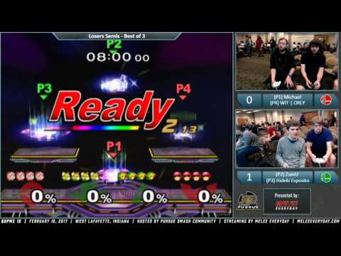 BOPME 16 - Michael + WIT | ORLY (C. Falcon) vs. ZamU + Hideki Esposito - SSBM - Losers Semis
