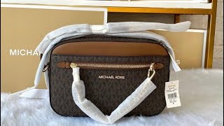Michael Kors Jet Set Large Saffiano Leather Crossbody Bag in Brown/Acorn by @springflingmnlph