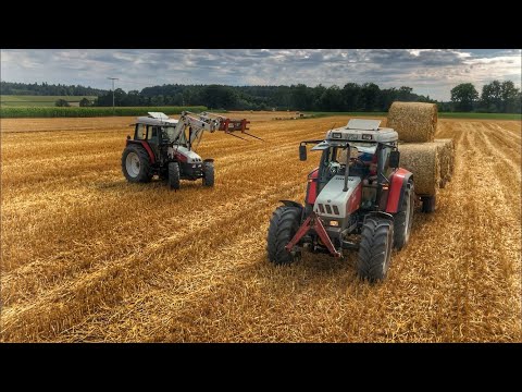HD| Hafer Stroh Pressen und abfahren | Steyr 9095 MT | Steyr9086 | Steyr 968 |