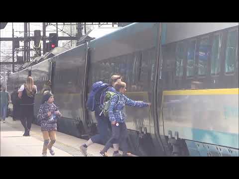 Pendolino leaving Prague Main Station.