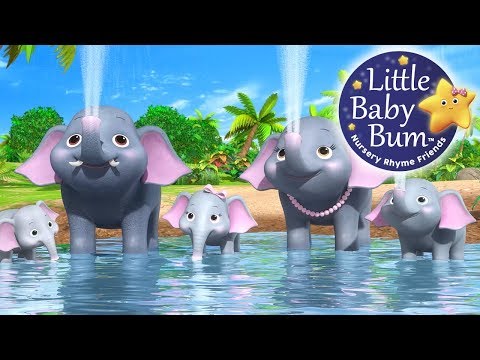 Five Elephants Having a Wash | Nursery Rhymes for Babies by LittleBabyBum - ABCs and 123s