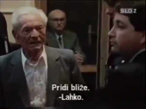 Susret dr. Andrije Artukovića sa sinom na suđenju u Zagrebu 1986.
