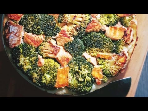 Tarte tatin au saumon et brocolis