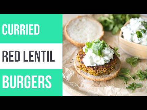Curried Red Lentil Burgers with Quinoa and Mint Raita (Gluten-Free)
