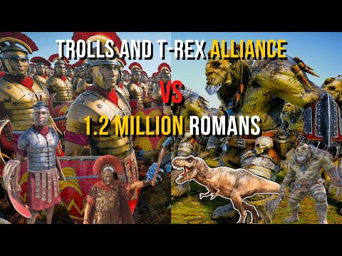 1.2 MILLION ROMANS vs 20.000 TROLLS and T-REX ALLIANCE - Ultimate Epic Battle Simulator 2 | UEBS 2