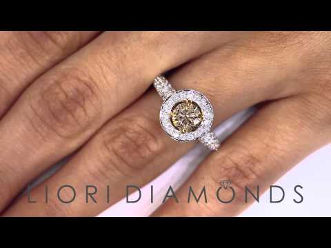 FD-610 - 2.19 Carat Natural Fancy Champagne Brown Diamond Engagement Ring 14k White Gold