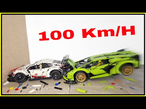 Lamborghini VS Porsche CRASH!!! 🚨 100 Km/H 🚨Lego Technic Car CRASH Test