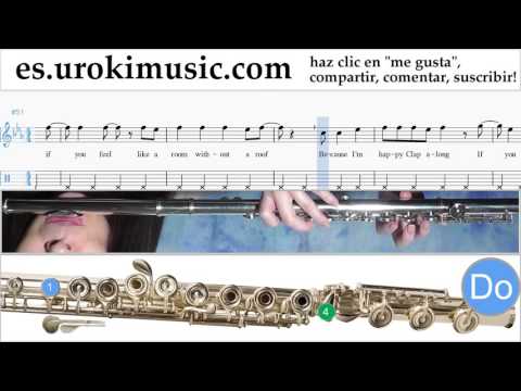 Como Tocar Flauta Pharrell Williams - Happy Parte#2 Clases Notas Musicales Tutorial Tablatura