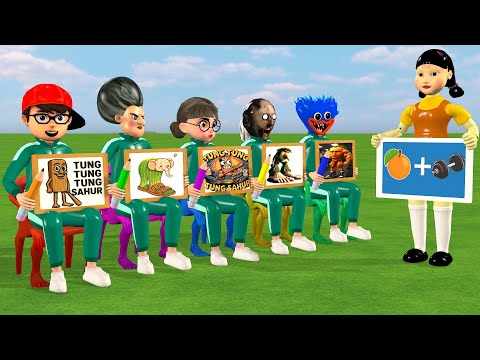 Scary Teacher 3D vs Squid Game Puzzle Drawing Level Max Tung Tung Tung Sahur Brainrot Challenge
