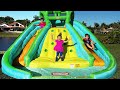 Diana and Roma pretend play with Inflatable water slide