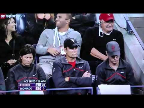 Roger Federer 4 Aces in a row against Monaco - US Open 2011