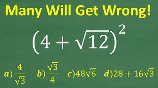 (4 + square root of 12) squared = ? How to Multiply Binomials