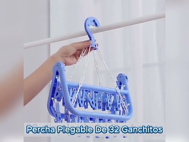 Vídeo relacionado con GmeDhc Tendedero plegable con 32 clips, ropa interior, percha para ropa interior, calcetines, resistente al viento, para artículos pequeños