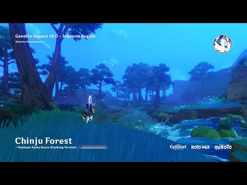 Genshin Impact - Kamisato Ayaka Dance at Chinju Forest (4 Version) | v2.0 Inazuma OST