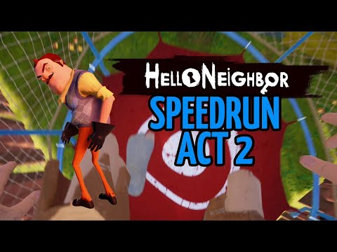 Hello neighbor - Act 2 Speedrun | Walkthrough | Trampoline escape