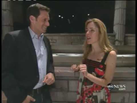 Nightline preview still showing the Xanadu Broadway rollerskating set and neon palette