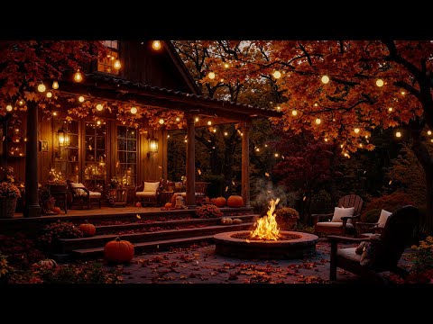 Mellow Autumn on the Porch 🍁 Warm Fireplace Jazz for Peaceful, Comforting Nights