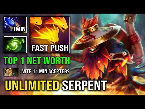 UNLIMITED Serpent Ward 100% Fast Push Mid Top 1 Networth Shadow Shaman with Full Aghs Effect Dota 2