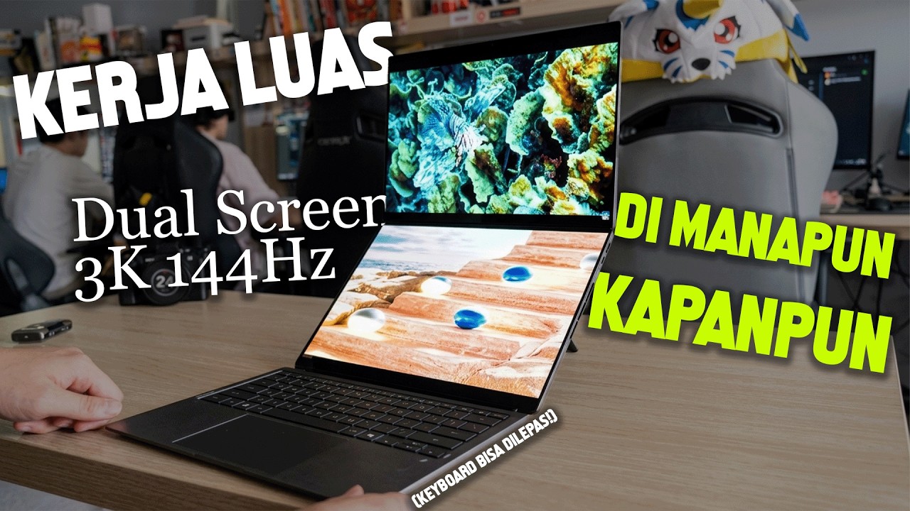 LAPTOP KENCENG DENGAN 2 LAYAR OLED 3K 144HZ, KERJA "LUAS" DI MANA AJA!