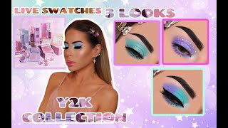 NEW** COLOURPOP Y2K COLLECTION SWATCHES + REVIEW +  JUST A GLITCH PALETTE TUTORIAL