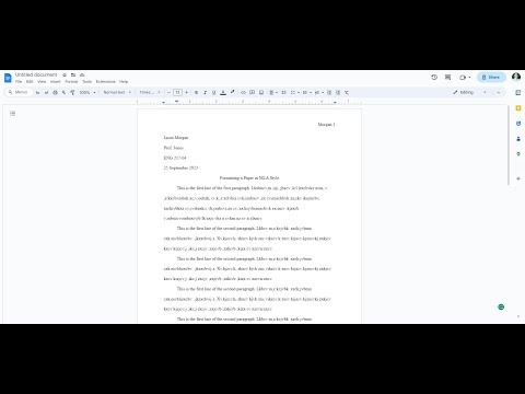 Formatting a paper in MLA using Google Docs 2023