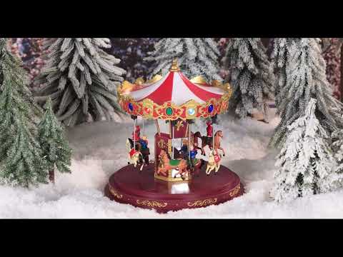 Giostra Carosello con Luci LED 24x24x25 cm per Presepe