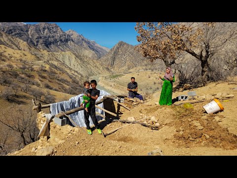 Freezing Night in Zagros | Nomad Family Builds Shelter for Sheep ❄️🐑