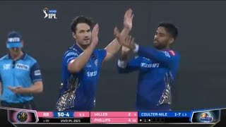Nathan Coulter-Nile 4 wickets bowling highlight mi vs rr vivo ipl 2021