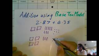 Add decimals using base ten model