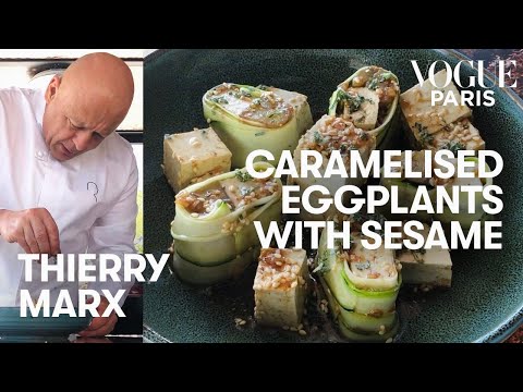 Michelin star chef Thierry Marx cooks caramelized eggplant | Vogue Kitchen | Vogue Paris
