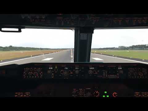 KLM 737-8 COCKPIT VIEW HAMBURG TAKEOFF (NO ATC)