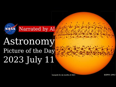 APOD: 2023-07-11 - Sunspots on an Active Sun (Narrated by Amy)