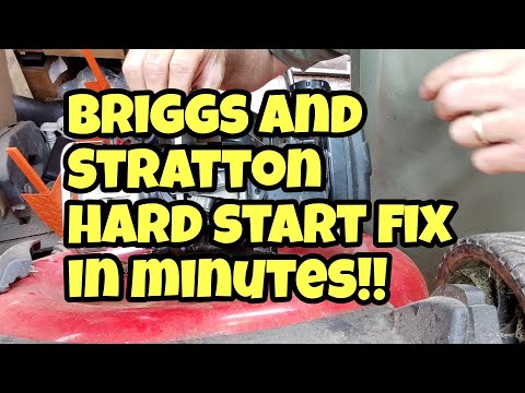 Briggs and Stratton, hard start, over head valve adjustment..Easy, starts first pull now!