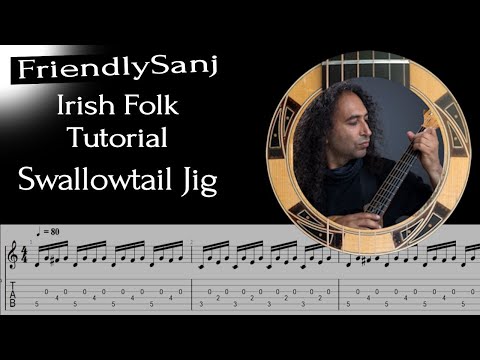 Swallowtail Jig - Guitar Tutorial - Irish Trad - Tab - A minor