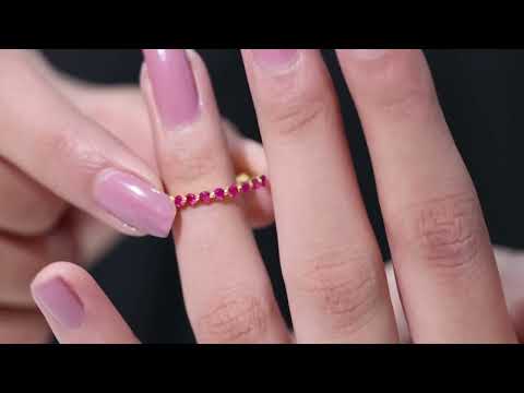 Floating Set Round Ruby Half Eternity Ring