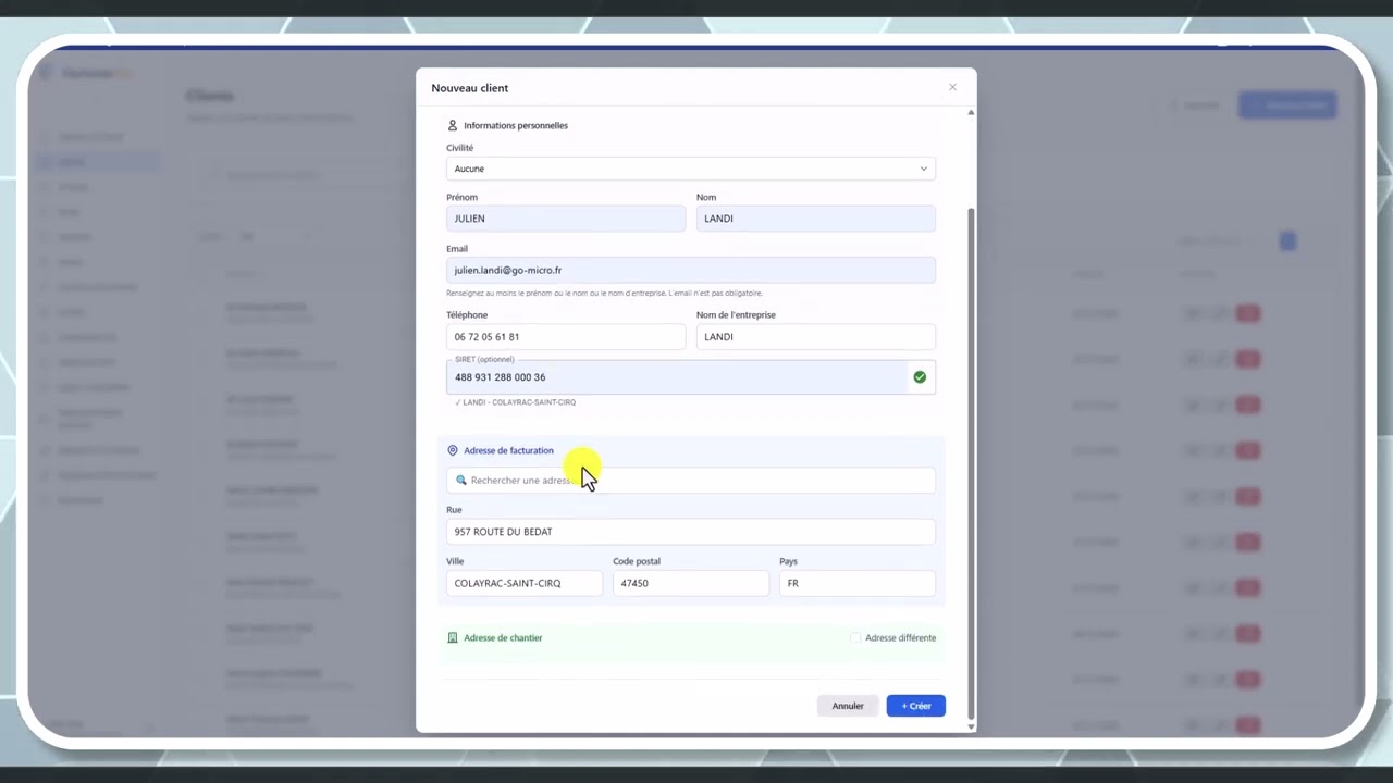 Tutoriel vidéo : Créer un client — Formation FacturesPro