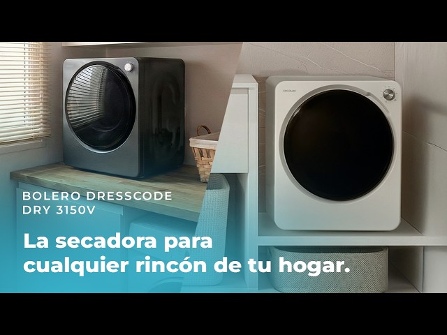 Vídeo relacionado con Cecotec Mini Secadora de Evacuación 2,5Kg Bolero DressCode Dry 3150V Dark. 950W, 6 Programas, Programa ECO, Control Knob Intuitivo, Secado Rápido y Eficiente, Ideal Espacios Pequeños, Acero
