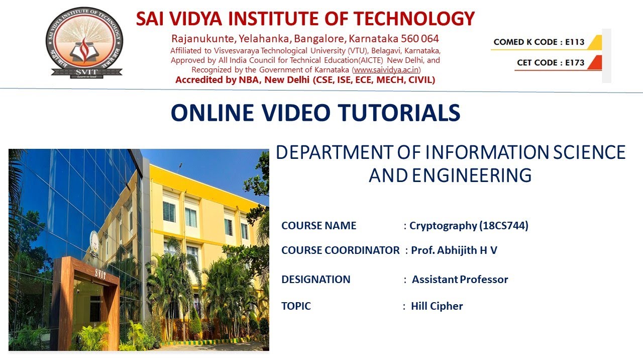 Cryptography (18CS744) - Hill Cipher