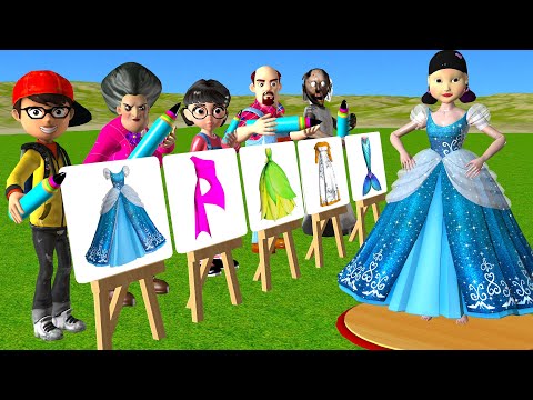 Squid Game vs Scary Teacher 3D Drawing Squid Girl Long Dress Nice or Error 5 Times Challenge