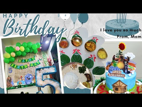 BIRTHDAY CELEBRATION🎊 || 5TH BIRTHDAY || GRIZZY AND THE LEMMINGS THEME DECORATION🎉